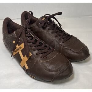 Diesel Avy Sneakers Womens Size 10 Brown Leather Low Top Distressed Y2K Vintage
